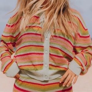 Daily drills Striped knit cardigan -bon bon